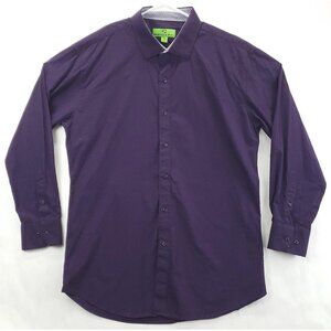 Bristol & Bull Shirt Mens XL Purple Black Check Flip Cuffs Classic Button-Up